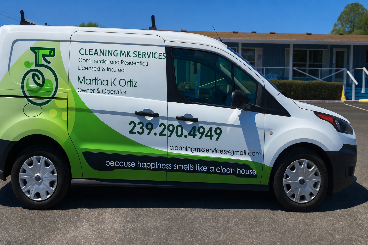 MK Cleaning Services branded van