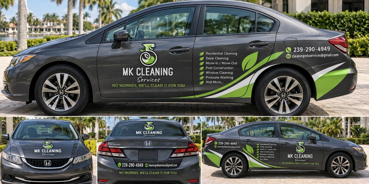 MK Cleaning Services branded vehicle